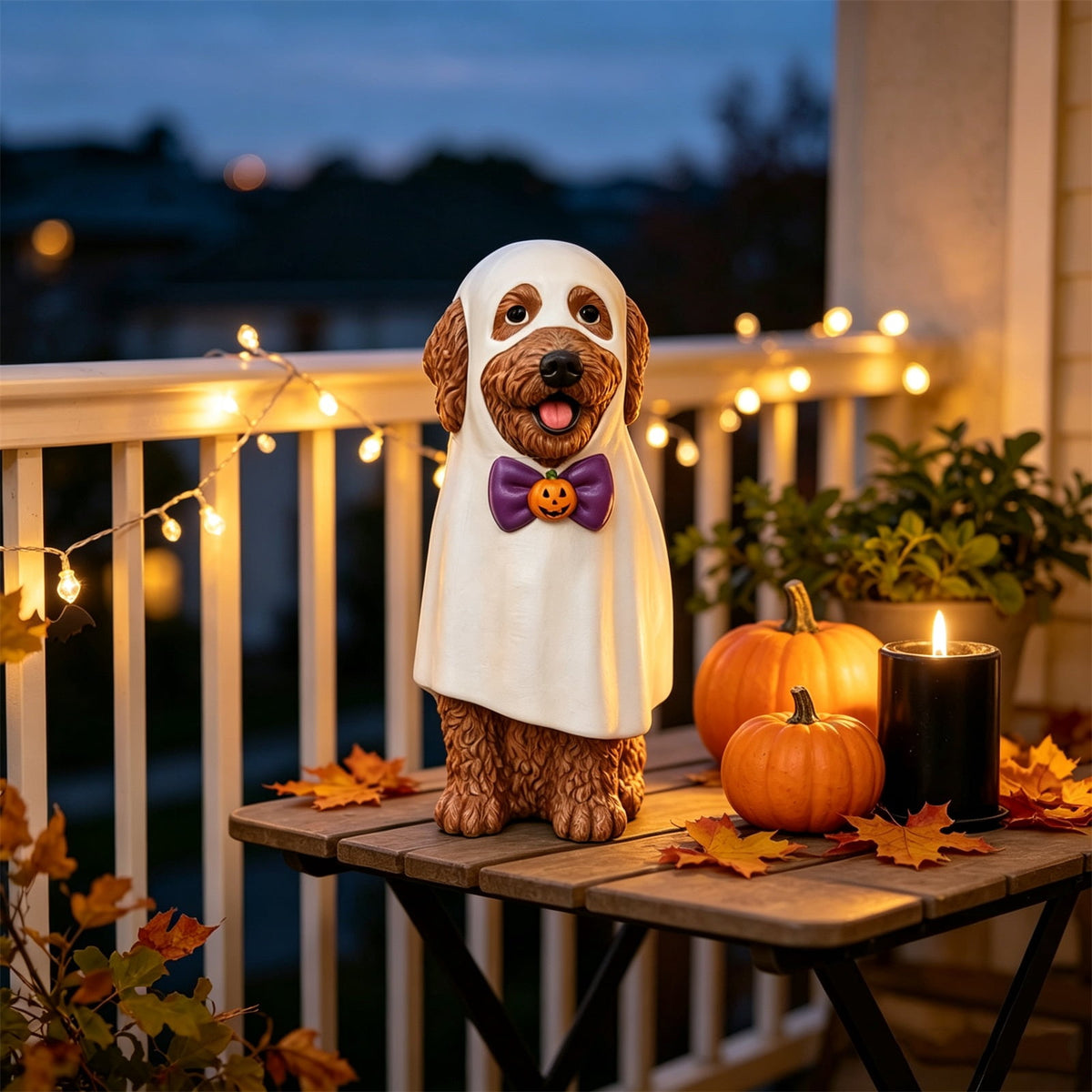 2026 New Halloween Light‑Up French Bulldog Figurine, Shark Outfit Dog Statue with Glowing Pumpkin, Waterproof Resin Table Holiday Decorations, Cute Spooky Halloween Decorations for Porch Yard Home