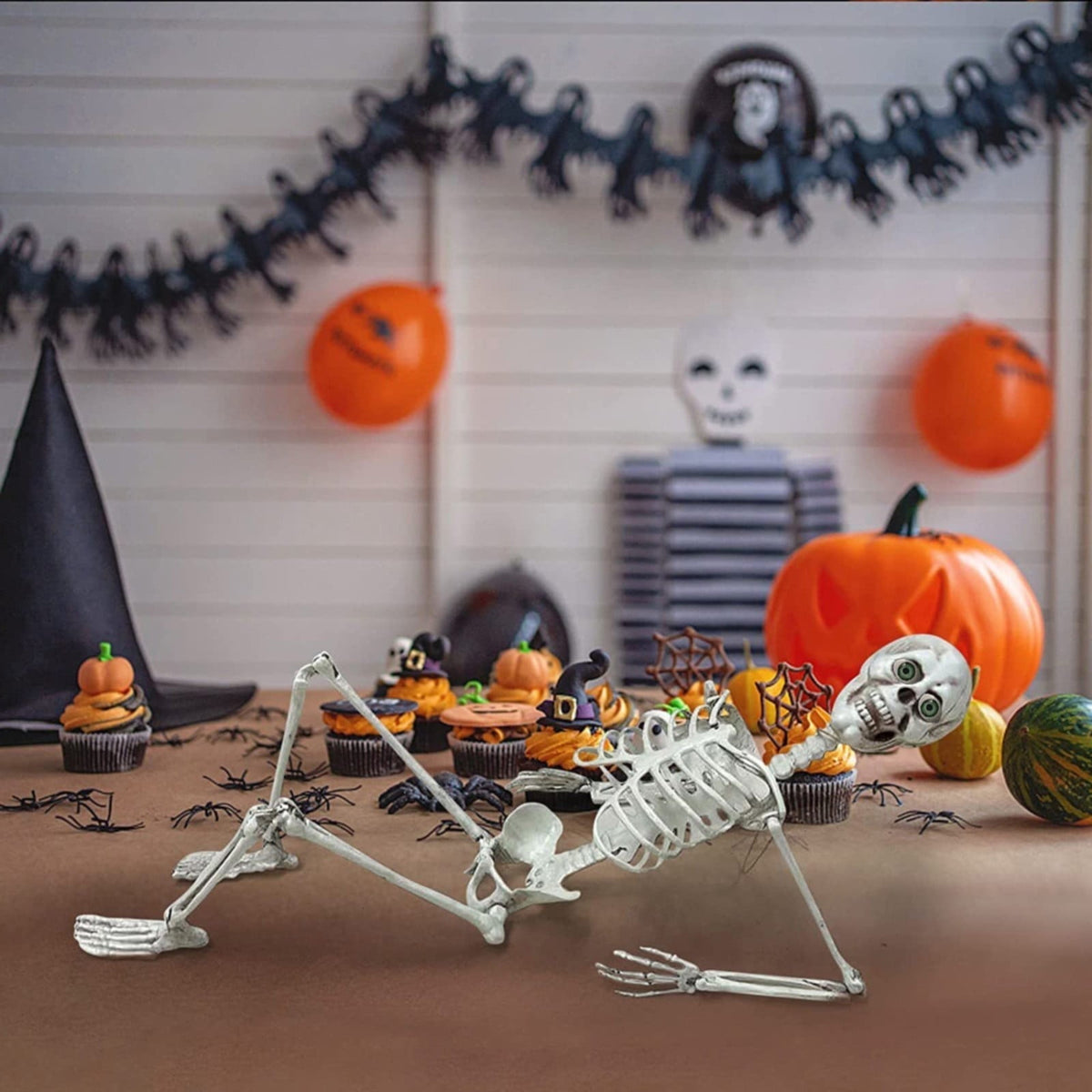 Life-Size Posable Halloween Skeleton - Realistic Human Skeleton with Movable Joints for Indoor/Outdoor Haunted House & Party Decor