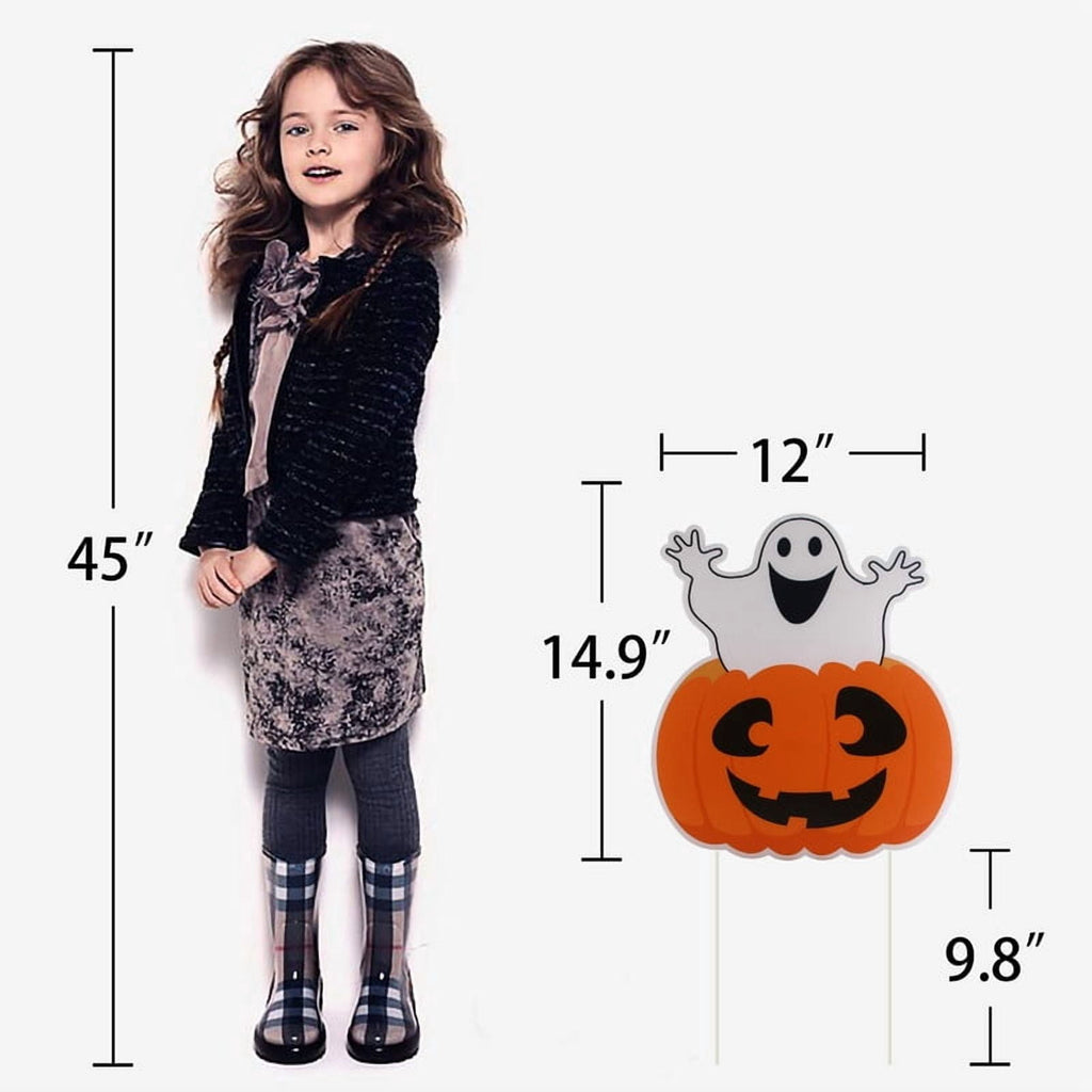 DUNCHATY 3-Pack Halloween Yard Signs - Pumpkin, Ghost, Monster Outdoor Decor
