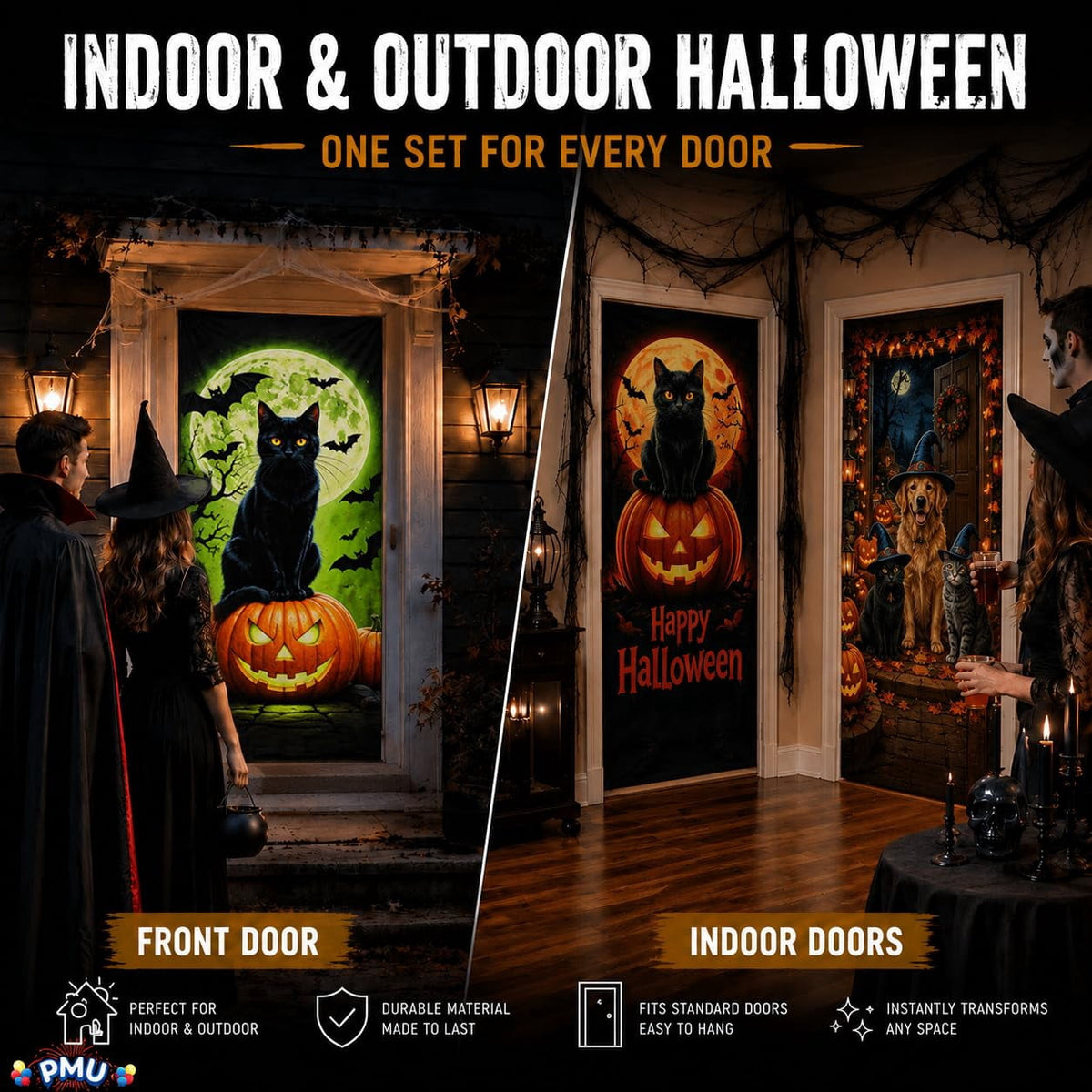 PMU Halloween Bathroom Door Cover, Halloween Decor, Door Decor