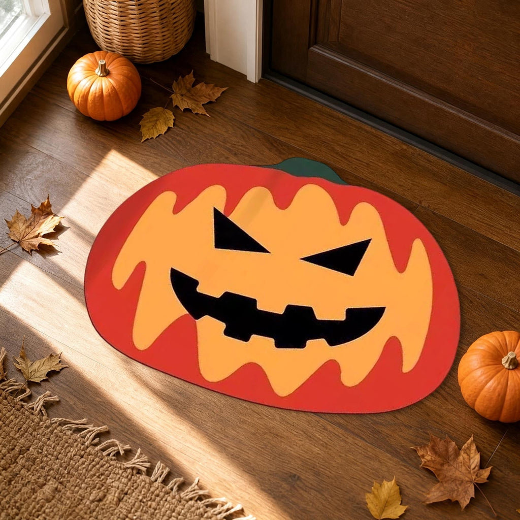 Halloween Door Mat Pumpkin Shaped Non-Absorbent Skidproof Mat 15.75x23.62in Polyester Skidproof & Weather Resistant for Front Door Porch Indoor Outdoor Halloween Door Mat by MPOISVA