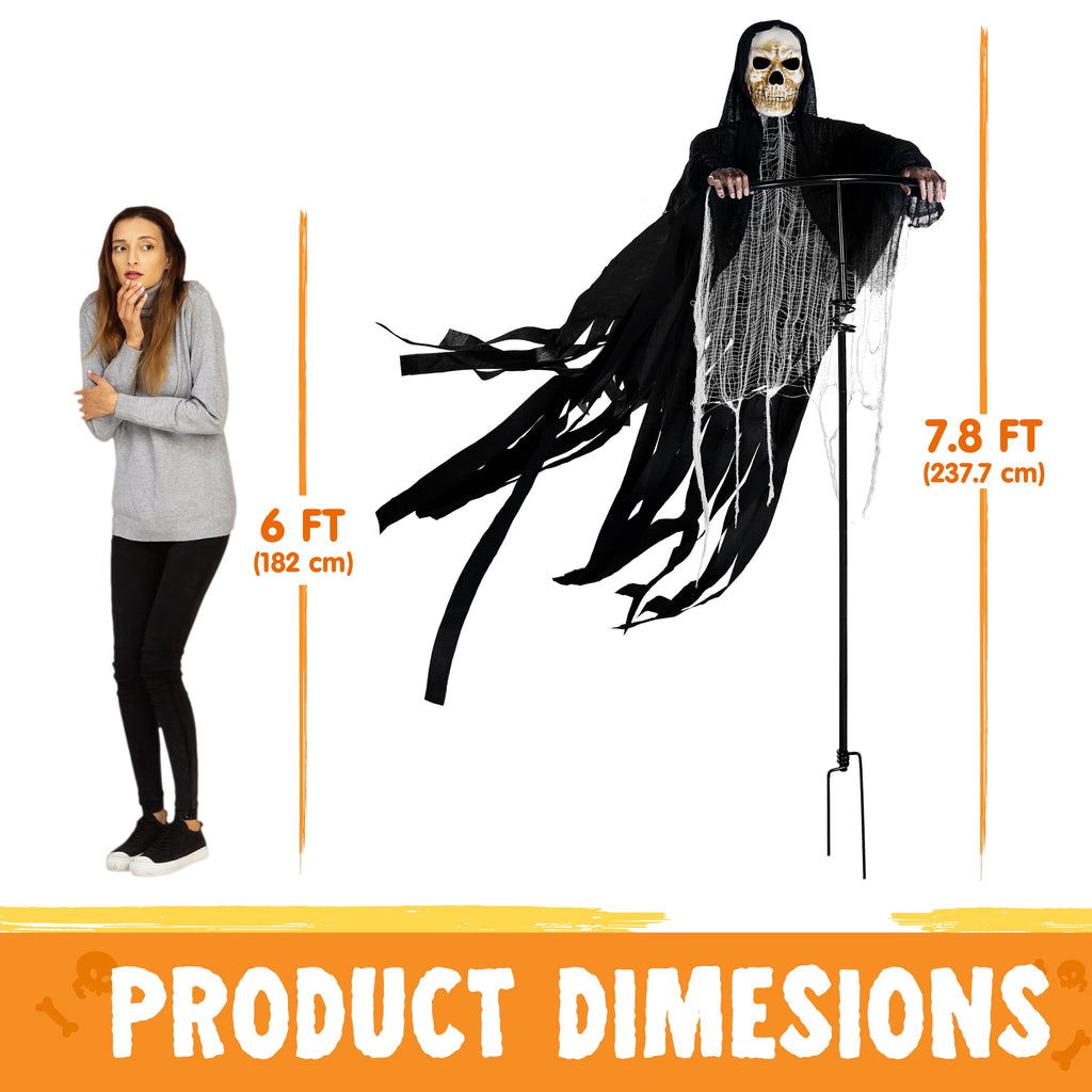 Joyfy Halloween Decorations Outdoor, 72"(6ft) Light Up Animated Scary Decorations Pumpkin Ghost with Sound Activation,Animatronics Pumpkin Decorations for Haunted House Prop Yard Decor