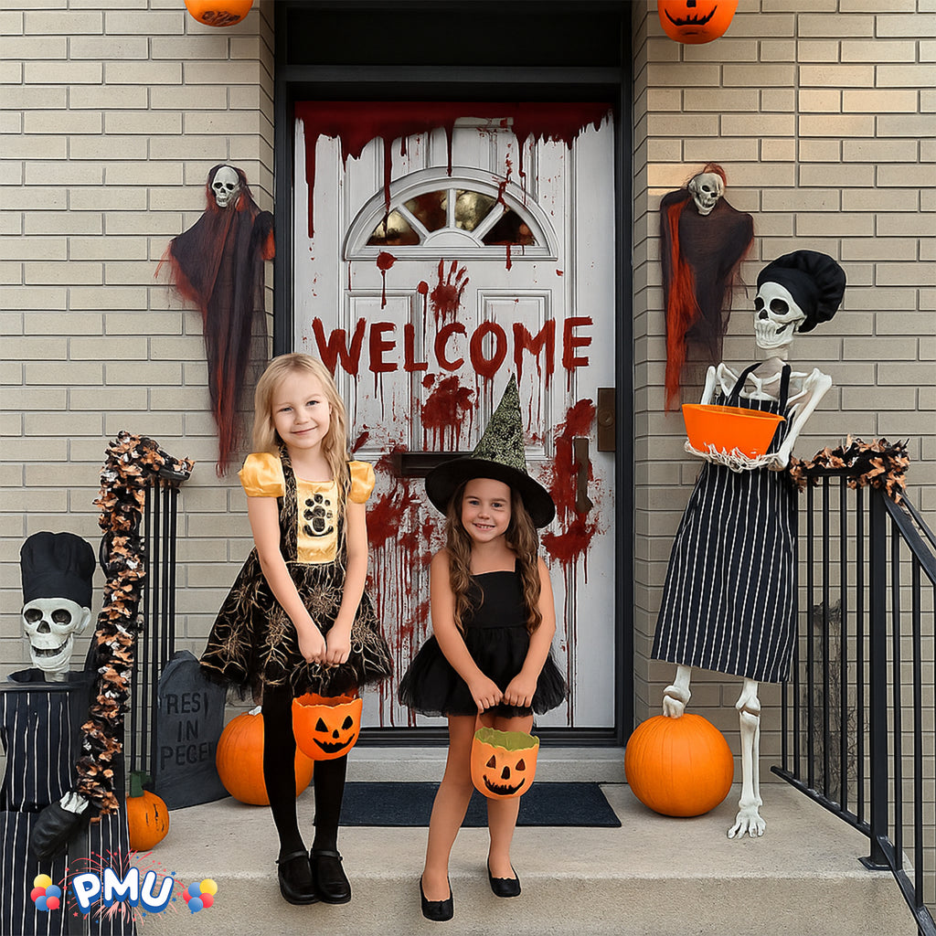 PMU Halloween Bathroom Door Cover, Halloween Decor, Door Decor