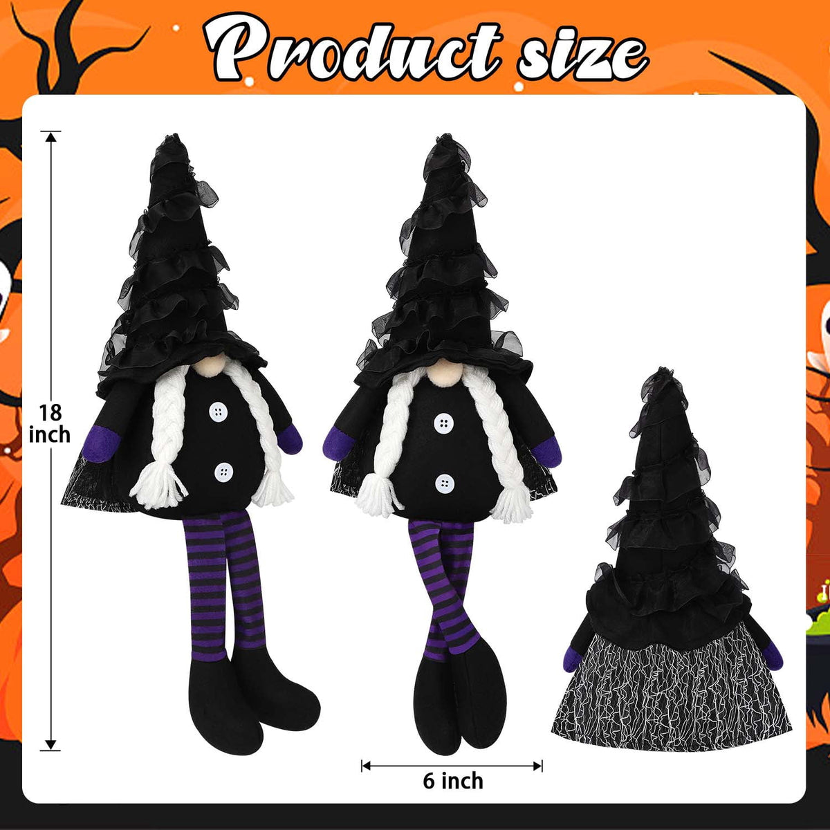 Ayieyill 2PCS Halloween Gnome Plush Decorations - Mr and Mrs Handmade Scandinavian Tomte for Halloween Table Ornament, Tiered Tray Decor, Halloween Trick or Treat Gift