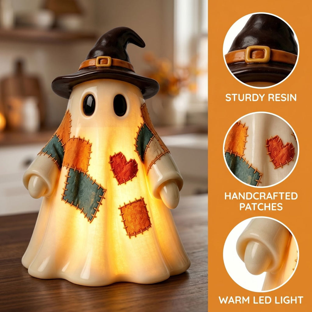 Halloween Ghost Night Light, Cute Ghost Playing The Guitar Lamp, Ghost Warm Lighted Figurine Lamps for Party Bedroom Study Room Home Dorm, Halloween Decor Indoor
