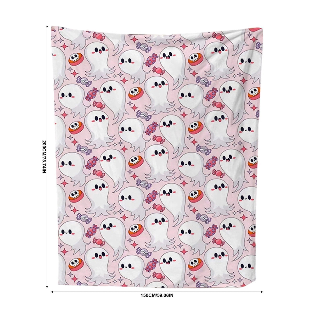 Halloween blanket,Halloween Print Throw Blanket Flannel Soft Cozy Decorative Nap Blanket with Ghost Pumpkin Skull for Office Bedroom Sofa Camping Travel(100x150cm/39x59 Inch),Black