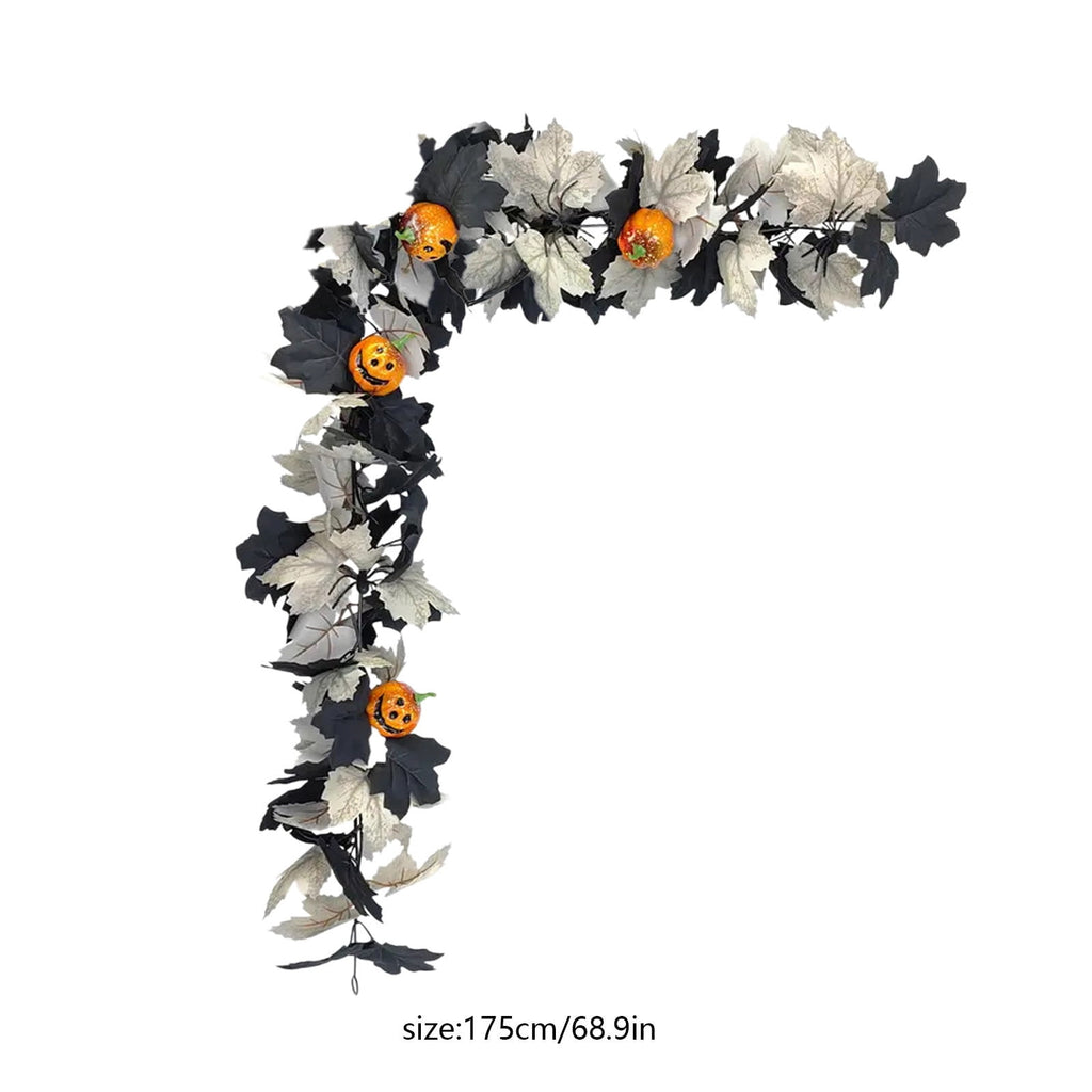 Halloween Garland, Halloween Garland Decor, 68.9in Halloween Wreath, Seasonal Decor, Black Garland, Fall Wreath, Halloween Wall Decor, Home Decoration, Halloween Decorations Indoor