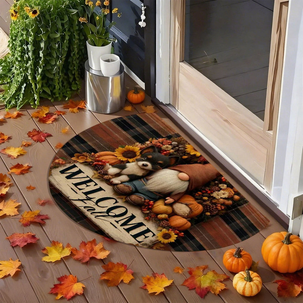 JoyMoreHome Fall Welcome Doormat, Fall Leaves Front Door Mat, Indoor Outdoor Entrance Floor Mats, Non-Slip Washable Thanksgiving Halloween Home Decor Mat