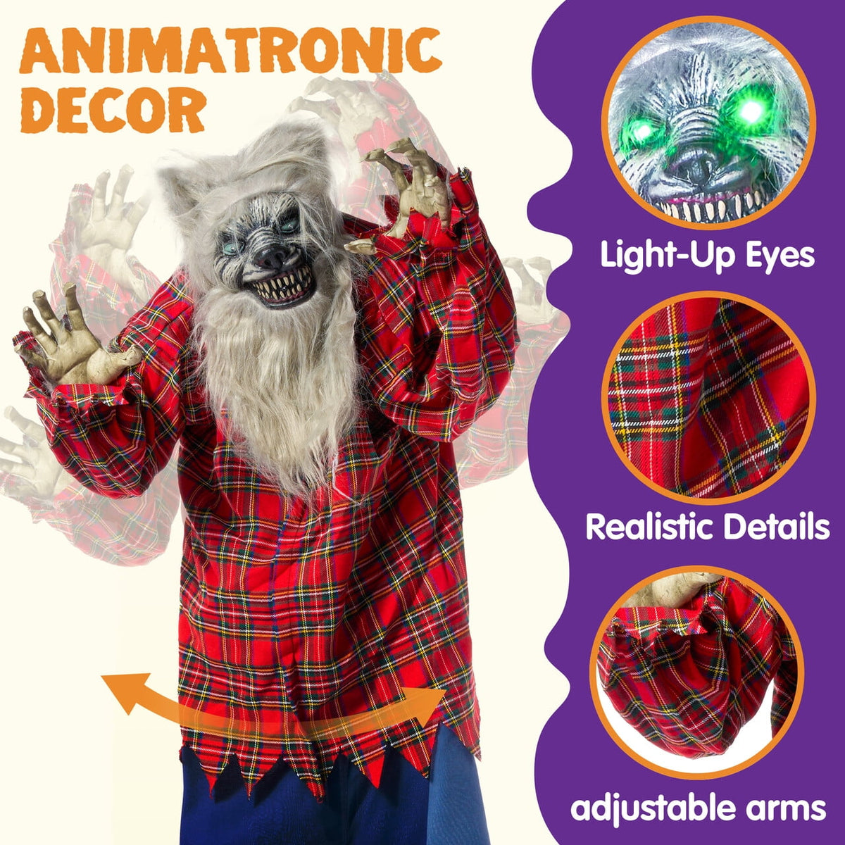 Joyfy Halloween Decorations Outdoor, 72"(6ft) Light Up Animated Scary Decorations Pumpkin Ghost with Sound Activation,Animatronics Pumpkin Decorations for Haunted House Prop Yard Decor
