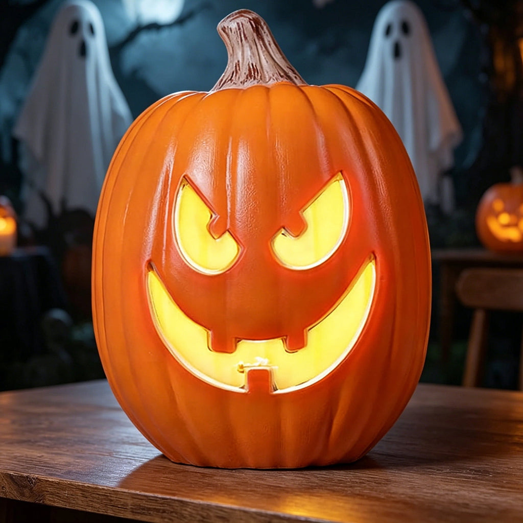 Large LED Lighted Halloween Pumpkin, Weather-Resistant Blow Mold Jack O Lantern Decoration for Outdoor Yard, Porch, Storefront, and Commercial Holiday Displays