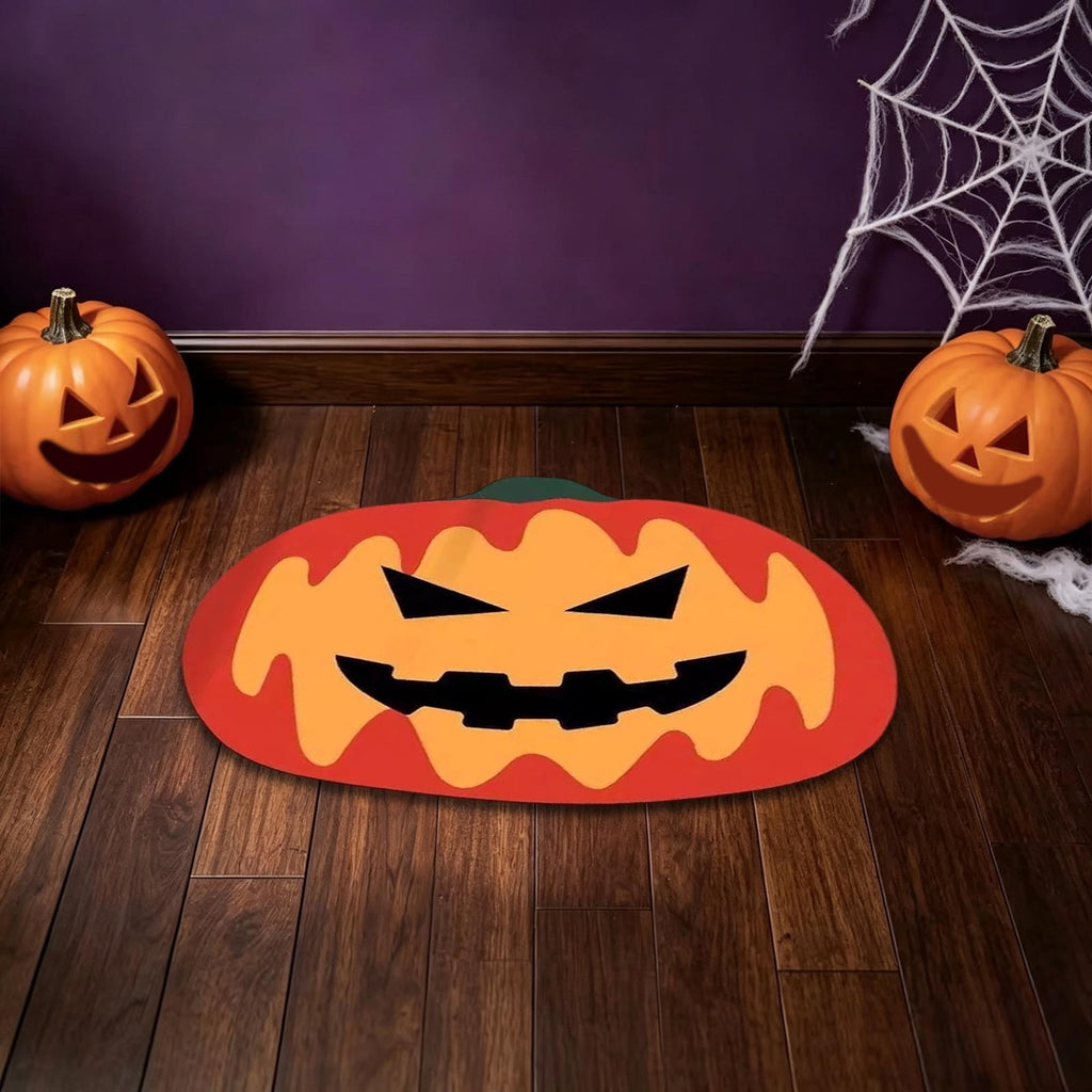 Halloween Door Mat Pumpkin Shaped Non-Absorbent Skidproof Mat 15.75x23.62in Polyester Skidproof & Weather Resistant for Front Door Porch Indoor Outdoor Halloween Door Mat by MPOISVA