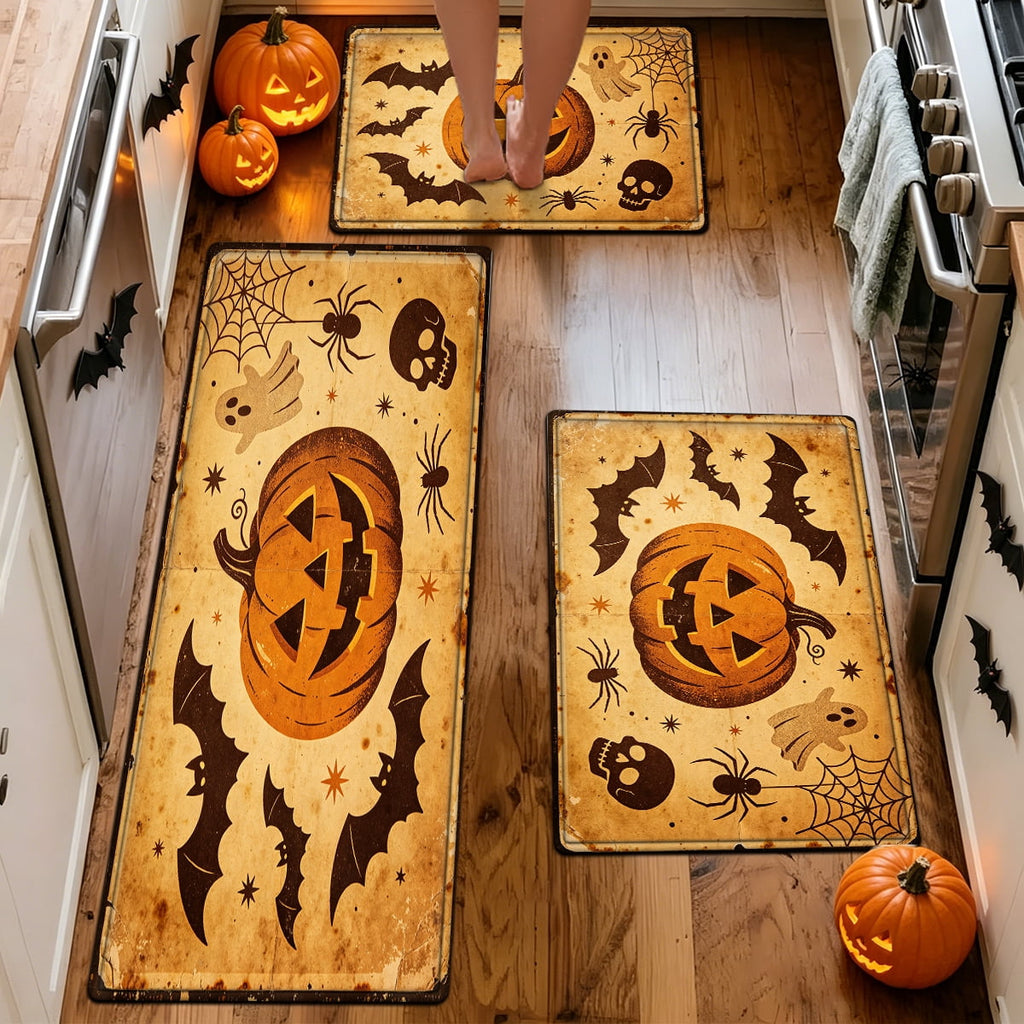 YIMEIS Halloween Pumpkin Lanterns Multi-purpose 1-Piece Flannel Mat and Kitchen Rugs,Soft Non-slip for Home Bedroom Bathroom