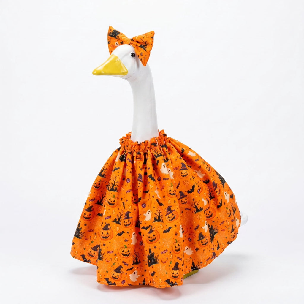 Halloween Garden Porch Decor, Porch Goose Outfits Halloween, 23 Inch Porch Goose Outfits, Witch Dress and Hat Set, Fits 23X11X26 Inch Standing Plush Goose for Front Porch Lawn