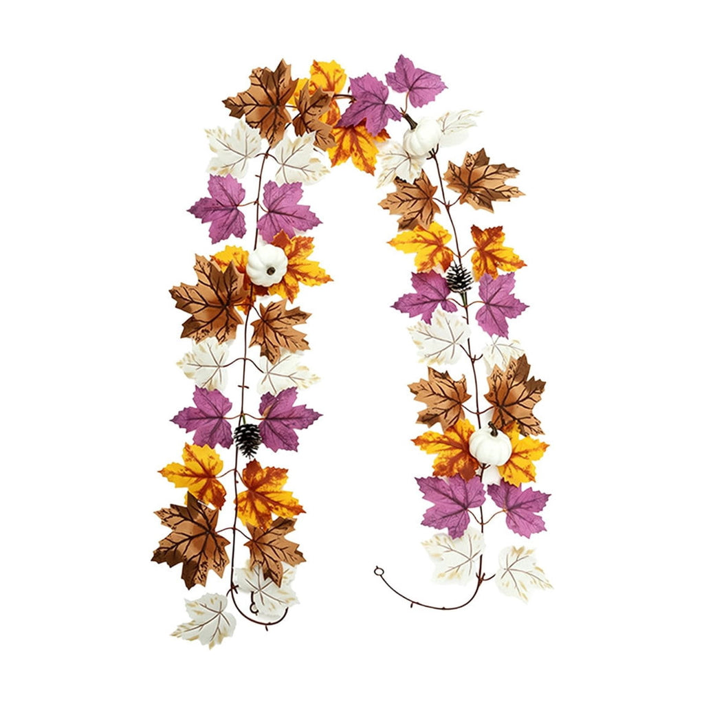 Chmadoxn 78.74" Halloween Thanksgiving Maple Leaf Garland with Mini Pumpkins & Berries, Artificial Fall Leaves Vine for Mantel Staircase Porch, Autumn Harvest Hanging Home Decor