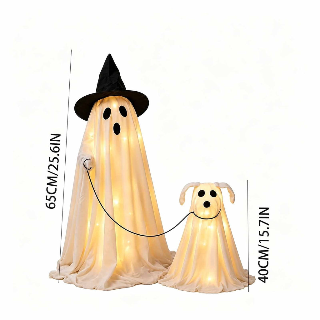 Lighted Halloween Ghost Candy Bowl, Cute LED Ghost Holding Pumpkin Candy Bucket for Trick or Treat, Outdoor Halloween Decorations for Front Porch, Indoor Yard Patio Halloween Decor