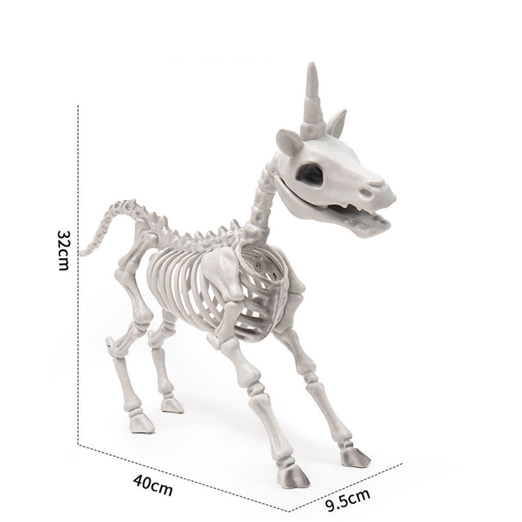 Halloween Animal Skeleton Decorations,Realistic Skeleton Unicorn Props,Posable Movable Joints Unicorn Statue and Figurine for Lawn Yard Graveyard Skeleton Halloween Decor