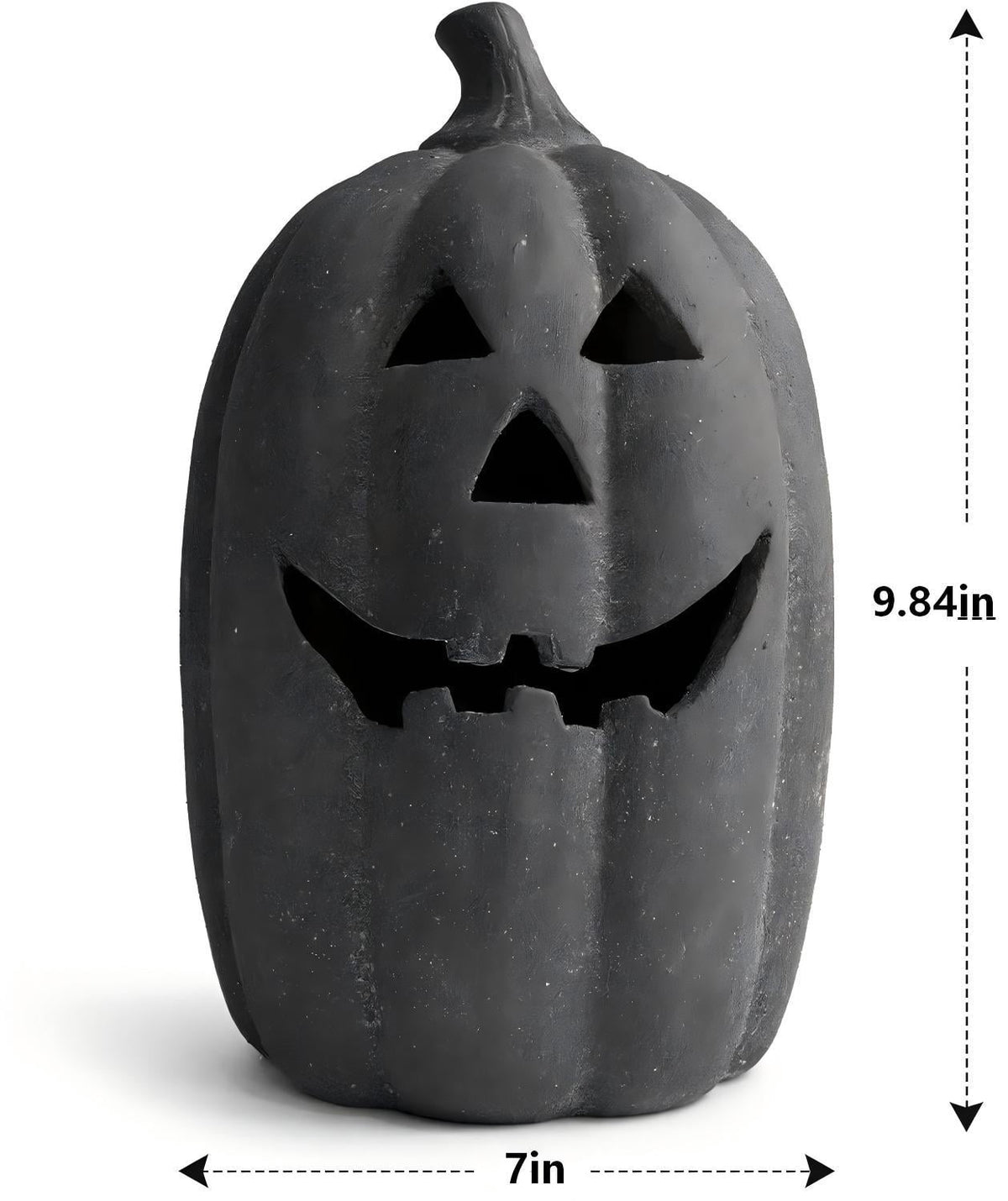 Halloween Decorations Outdoor - Fall Decor - 9.8"H Black Handmade Resin Jack O Lantern Pumpkin - Indoor Outside Gothic Festival House Centerpiece Decoration for Table Garden Living Room Mante