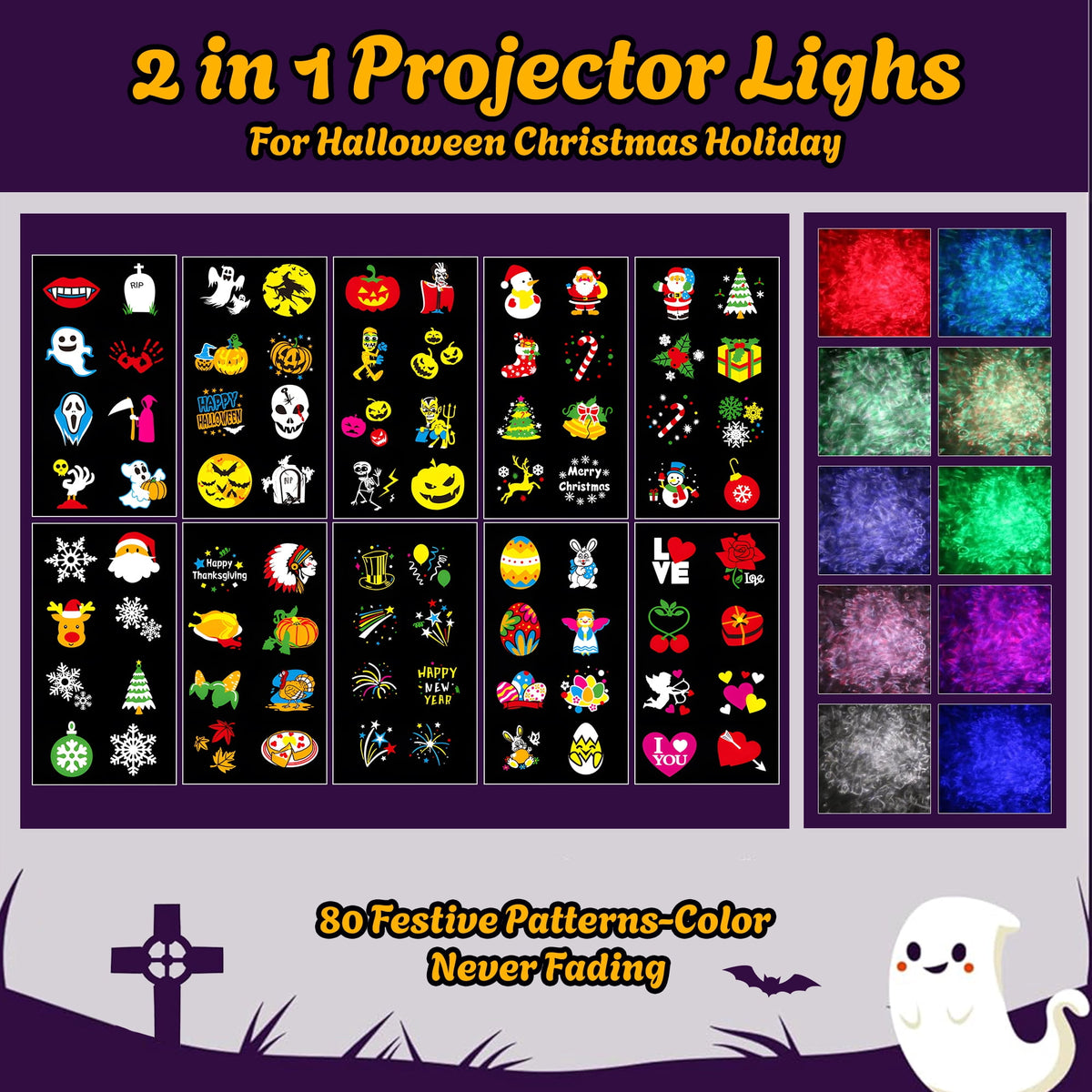 Morfone Halloween Projector Lights, Waterproof Holiday Projector Lights for Halloween Decorations Outdoor or Indoors