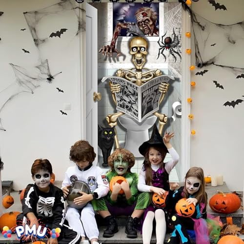PMU Halloween Bathroom Door Cover, Halloween Decor, Door Decor