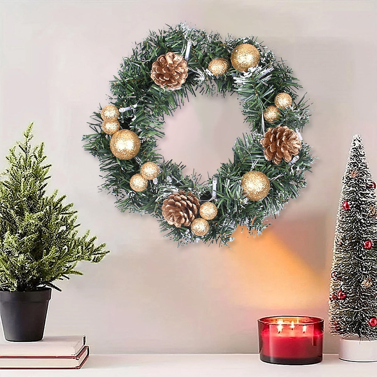 Btomtd Diameter 8" Pumpkin Skull Wreath Halloween Decor Acrylic Round Disk Hanging Ornament with Garland for Front Door Window, B