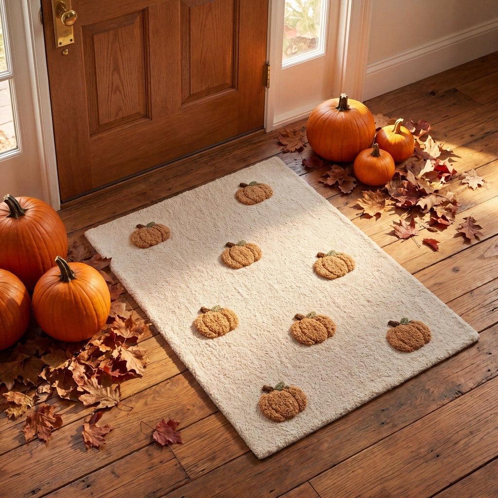 OutmaxHome Halloween Theme Cute Ghost Print Doormat, 15.8x23.6 Inch Non-Slip Absorbent Mat, Easy to Clean, for Front Door, Porch, Farmhouse