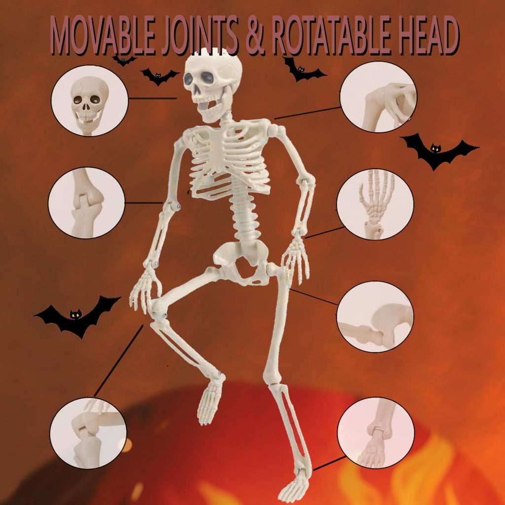 TETOU Halloween Pumpkin Skeleton Decorations with Posable Joints Skeletons for Party Haunted House Props Decorations, 2 Packs