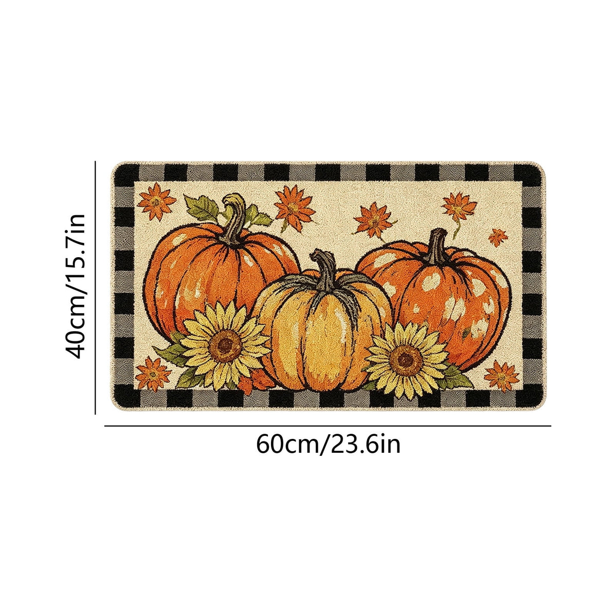Yhmxh Fall Pumpkin Decorative Door Mat, Autumn Harvest Welcome Entryway Rug, Non‑Slip Absorbent Front Doormat, Seasonal Floor Mat for Indoor Outdoor Halloween Home Decoration 15.7x23.6 Inch