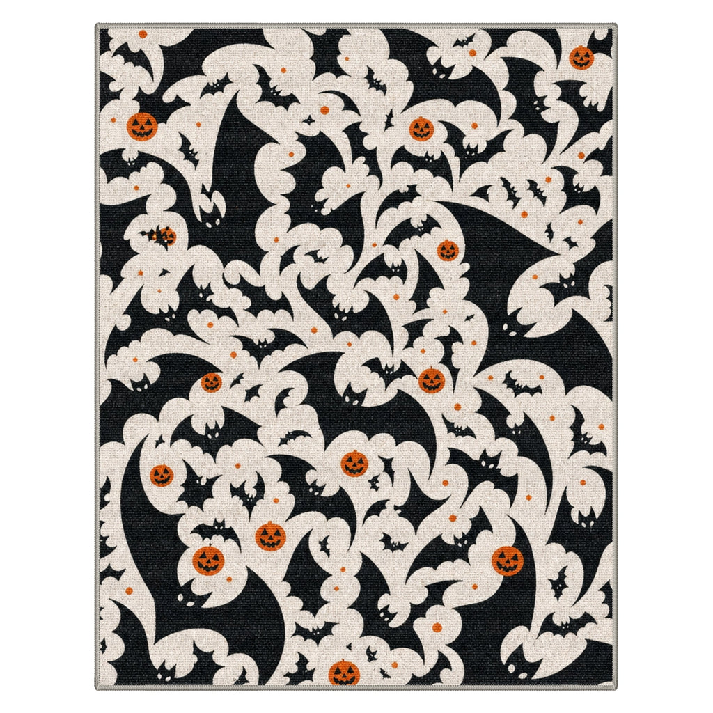 GENIMO 2'x3' Halloween Doormat, Washable Non Slip Soft Whimsical Cat Outdoor Door Mat for Front Door Covered Porch Patio Entryway, Vintage Black