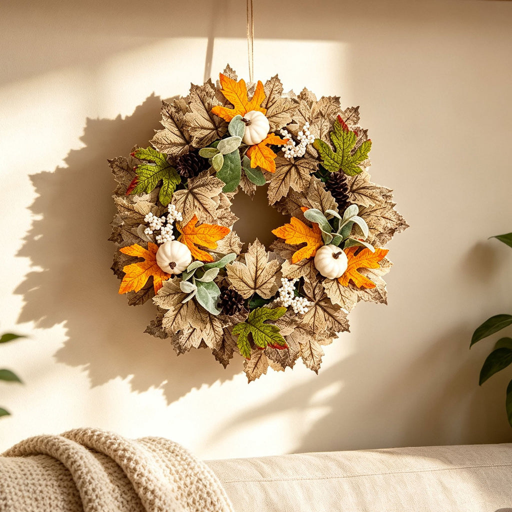 Fall Wreaths for Front Door, Farmhouse Autumn Wreath with Pumpkin Decorations, Fall Door Wreath Outdoor Indoor Thanksgiving Harvest Fall Decor