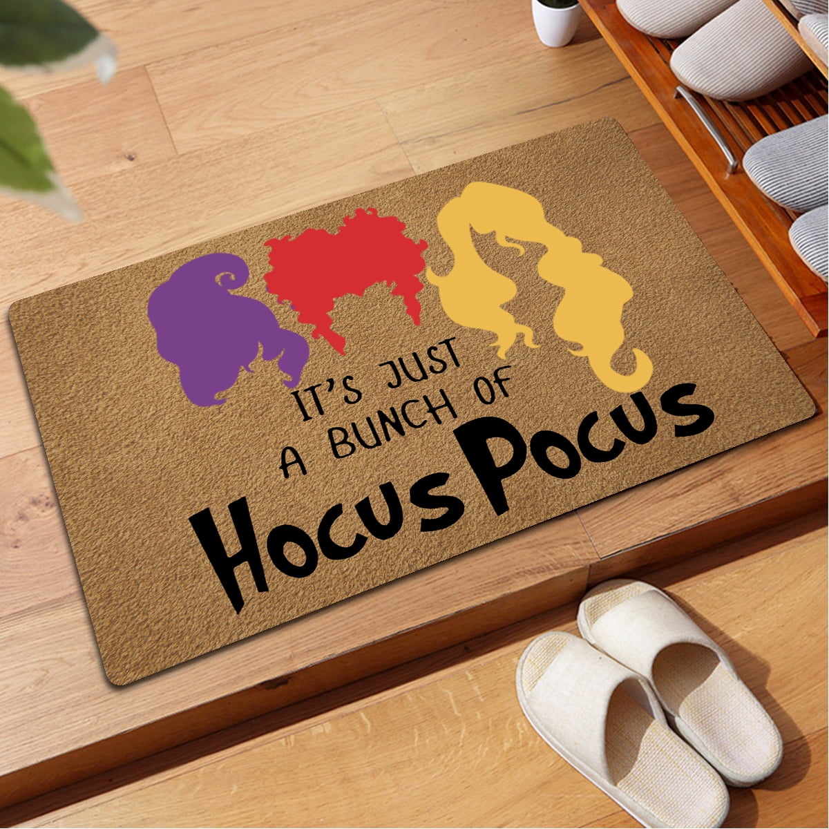 Funny Welcome Doormat Front Porch Decor Rugs with Rubber Back 23.7"(L) x 15.9"(W) It's Just A Bunch of Hocus Pocus Halloween Doormat Rubber Non-Slip Backing Entrance Rug Home Decor Decorative Mat
