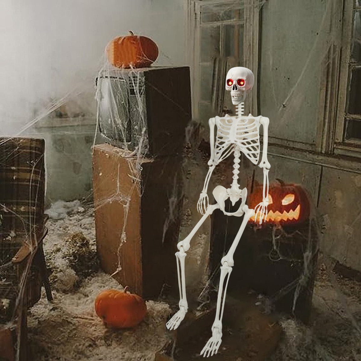 Yedigre 5.4FT HalloweenSkeleton Decor, Movable Joints Realistic Full Body Bones Skeleton Prop, No Light