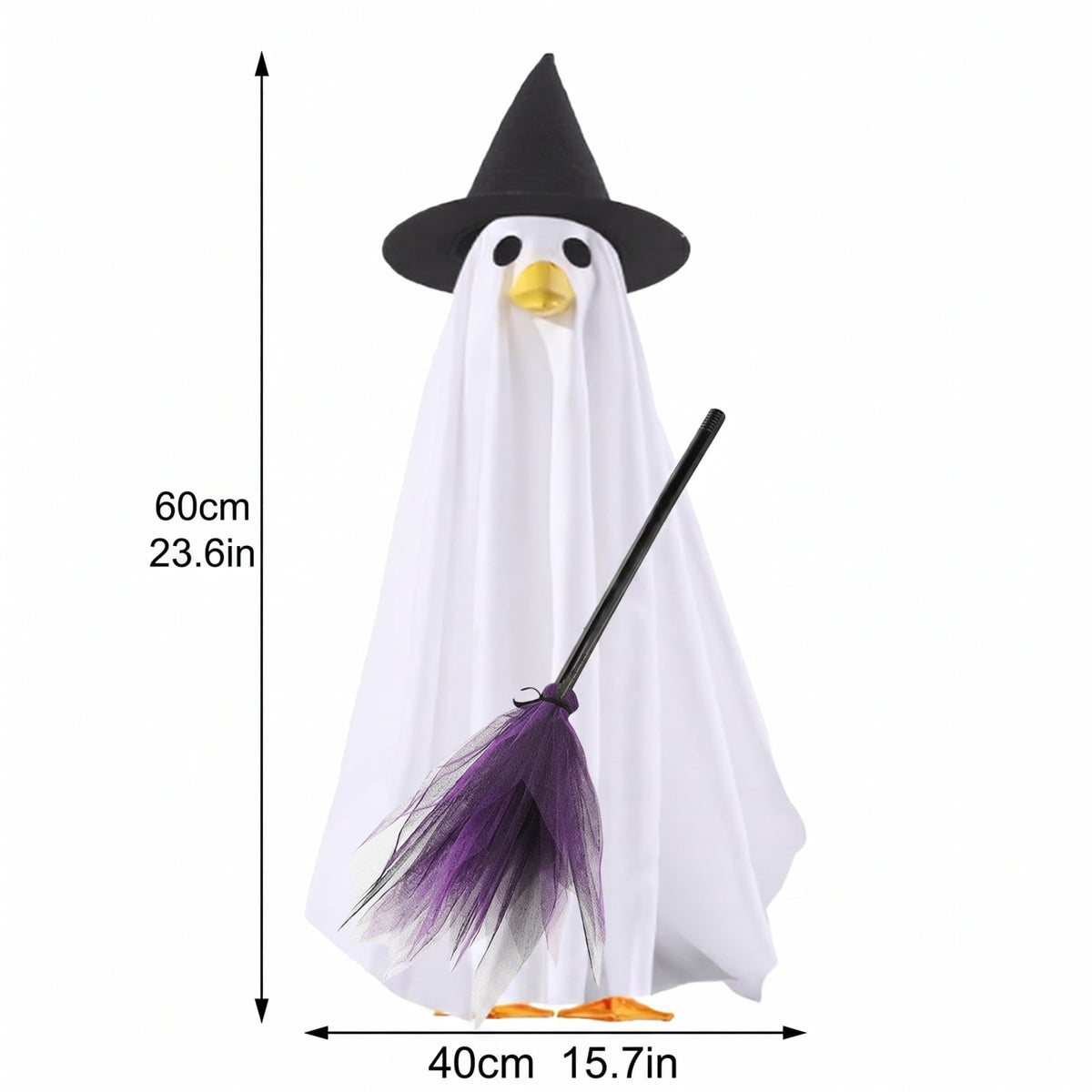 Halloween Garden Porch Decor, Porch Goose Outfits Halloween, 23 Inch Porch Goose Outfits, Witch Dress and Hat Set, Fits 23X11X26 Inch Standing Plush Goose for Front Porch Lawn