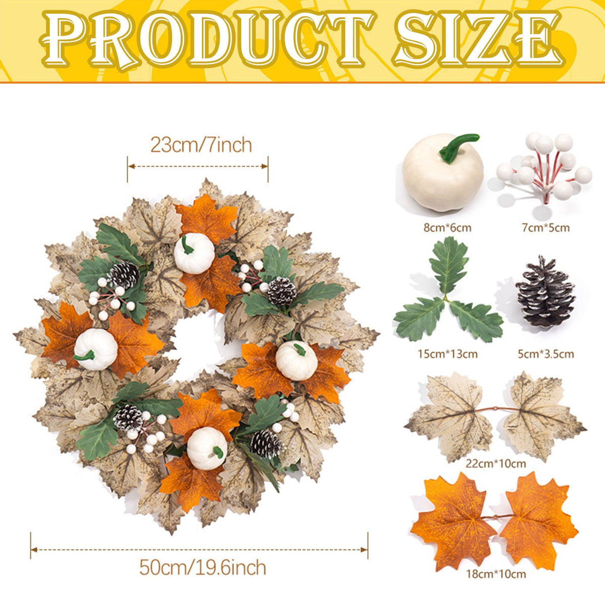 Fall Wreaths for Front Door, Farmhouse Autumn Wreath with Pumpkin Decorations, Fall Door Wreath Outdoor Indoor Thanksgiving Harvest Fall Decor