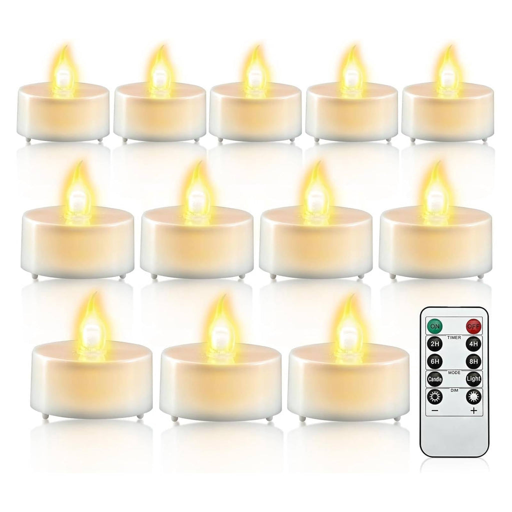 24PCS LED Tealight Candles with Remote Timer, Battery Operated Flameless Tea Light Candles, Fake Flickering Votive Candles for Home Centerpiece Table, Anniversary, Party, Halloween, Ramadan Decor
