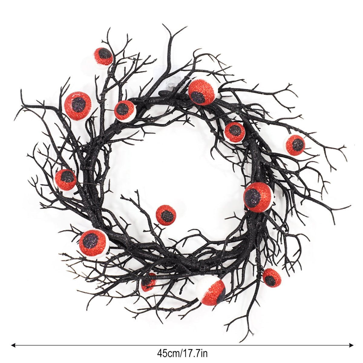 18 inch Halloween Wreaths for Front Door Simulated Eyeballs Wreath with Red Led Light, Outdoor/Indoor Spooky Decorations, For Halloween Party, Porch, Home Holiday Decor
