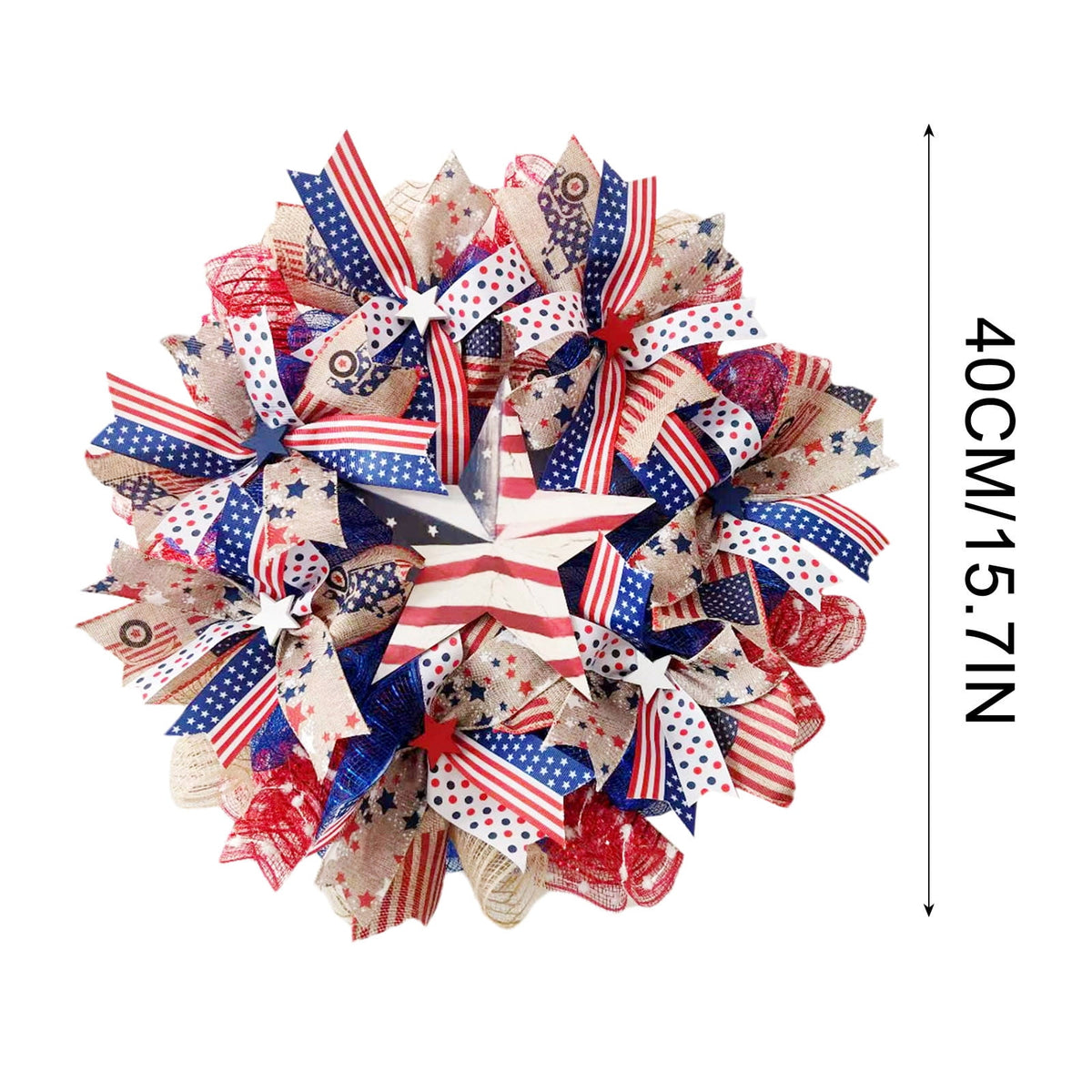 Nkmbld 4th of July Wreaths for Front Door, Independence Day Wreath Red White Blue Flower Wreath for Independence Day Memorial Day Flag Day Decor