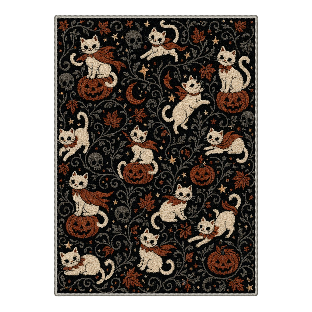GENIMO 2'x3' Halloween Doormat, Washable Non Slip Soft Whimsical Cat Outdoor Door Mat for Front Door Covered Porch Patio Entryway, Vintage Black