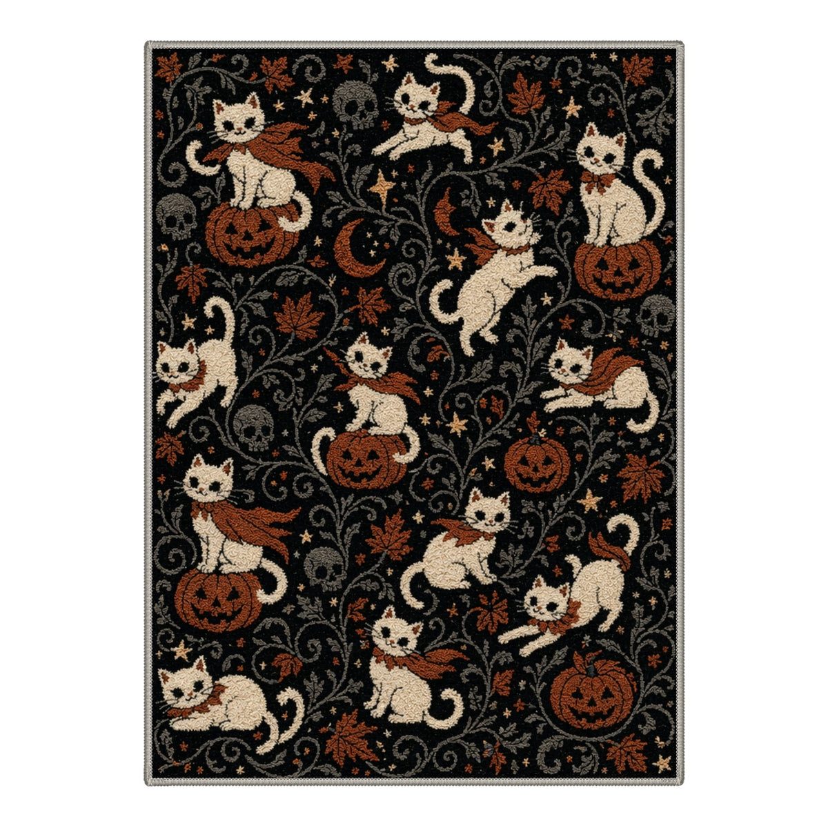 GENIMO 2'x3' Halloween Doormat, Washable Non Slip Soft Whimsical Cat Outdoor Door Mat for Front Door Covered Porch Patio Entryway, Vintage Black
