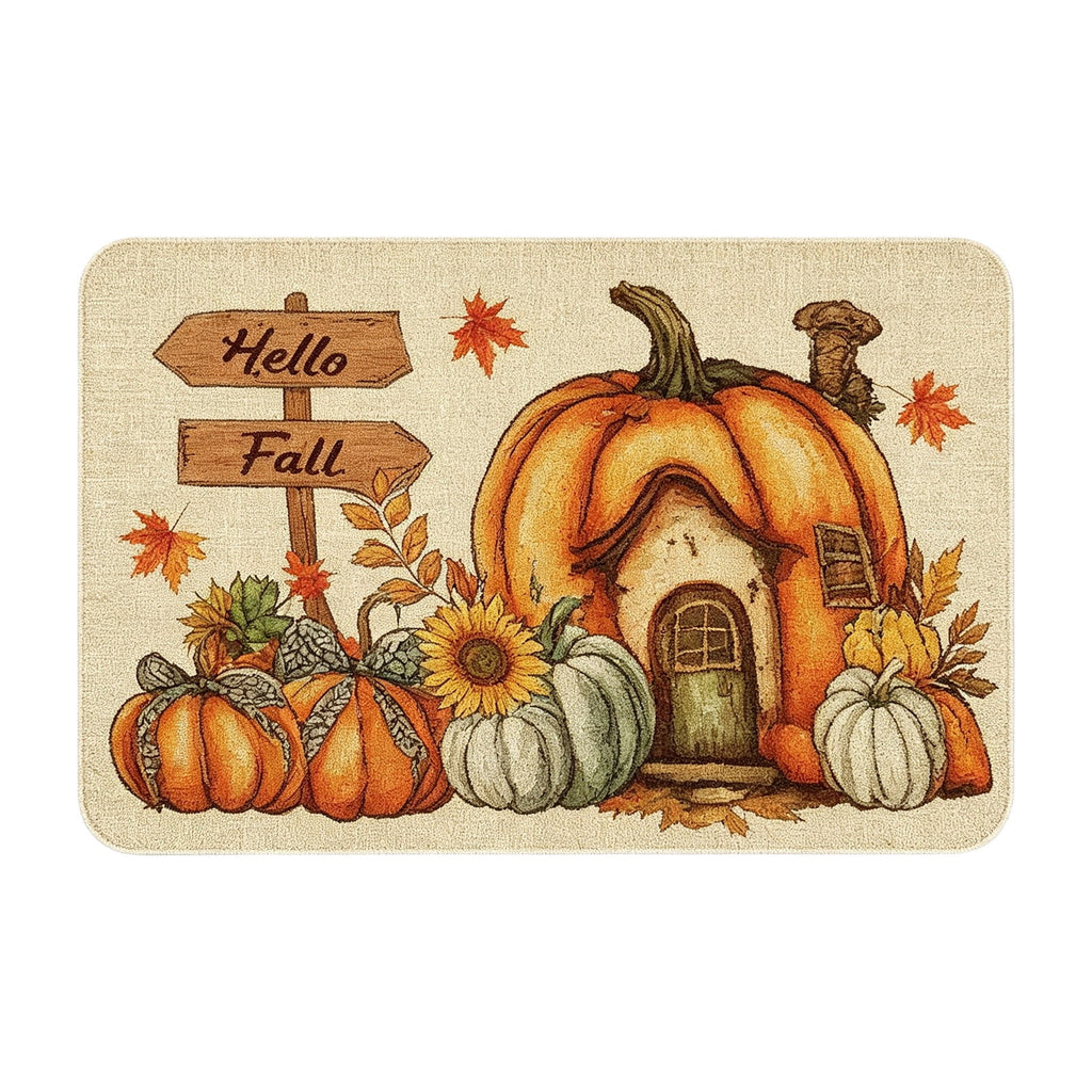 Yhmxh Fall Pumpkin Decorative Door Mat, Autumn Harvest Welcome Entryway Rug, Non‑Slip Absorbent Front Doormat, Seasonal Floor Mat for Indoor Outdoor Halloween Home Decoration 15.7x23.6 Inch
