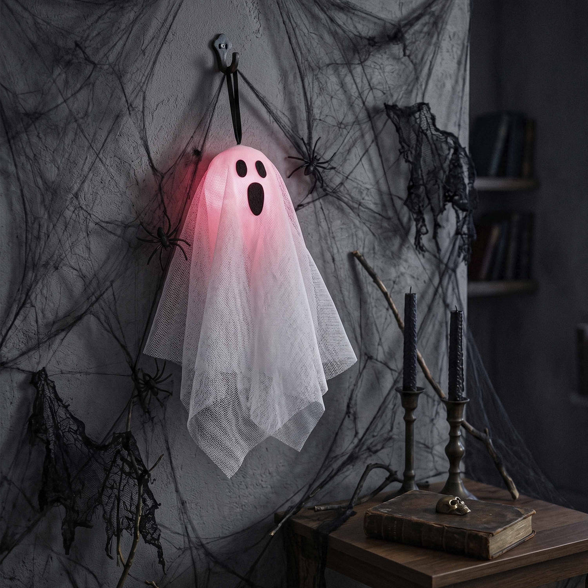 Light-Up Color-Changing Ghost Decoration, White, 14", Halloween by Way To Celebrate