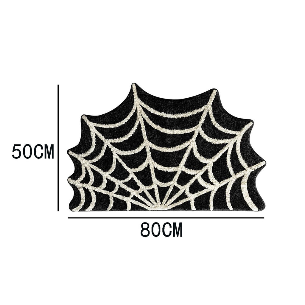 Premium Halloween Spider Web Doormat - Non-Slip Entrance Rug with Gothic Pattern for Front Door, Kitchen, Hallway, Soft PVC Material, Washable Floor Mat for Spooky Home Decor