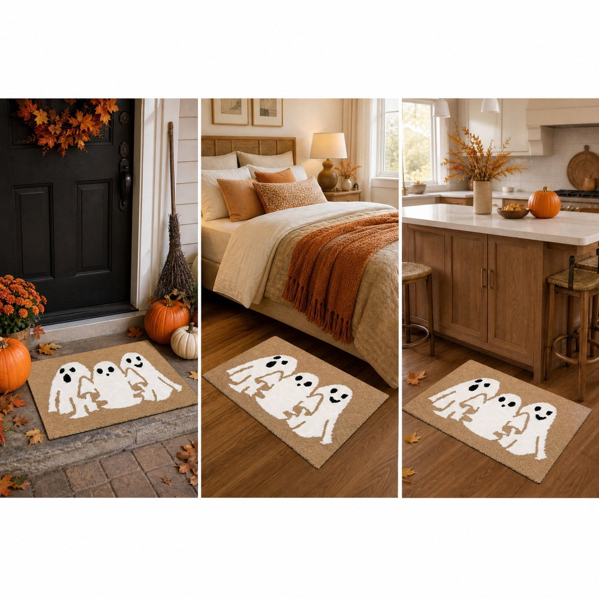 Halloween Doormat Vintage Retro Style Mat 23.6x15.7in Secure-Grip Absorbent Coir Look Entryway Rug for Front Porch Indoor Outdoor Decor by OVFUIZ