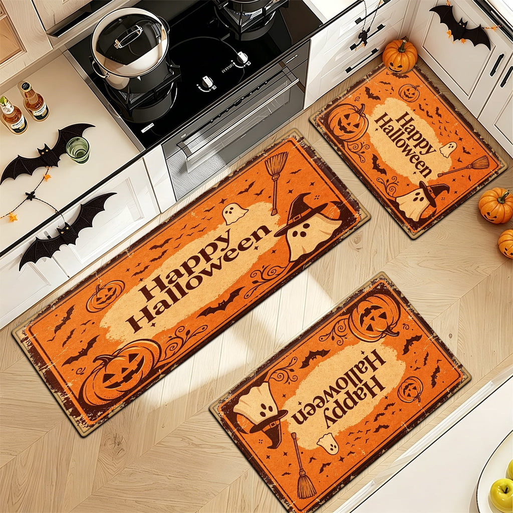 YIMEIS Halloween Orange Pumpkin Lantern Soft Non-slip 1Pc Flannel Mat and Kitchen Rugs,16''x24'',for Bathroom Entryway Bedroom