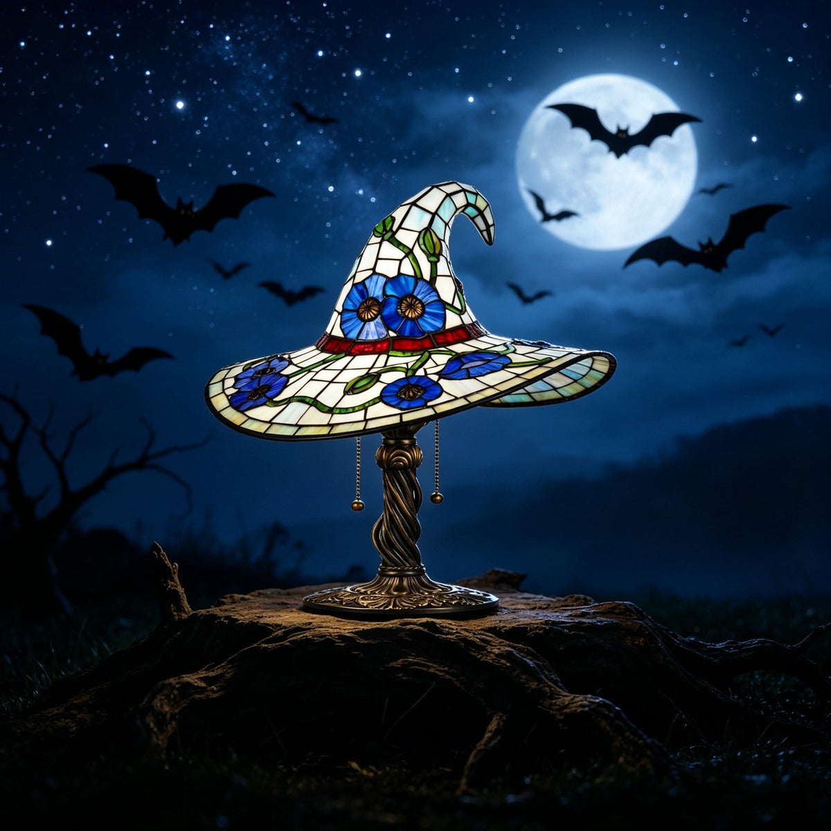 Clearance Witch Hat Lamp, Halloween Nigh Light Handcrafted Retro Resin Witch Hat Light, Usb Powered, Gothic Halloween Decorations for Bedroom