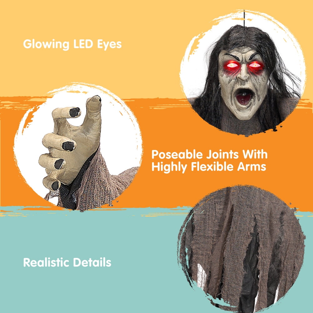 Joyfy Halloween Groundbreaker Halloween Decorations Zombie with Sound and Flashing Eyes,Outdoor Scary Halloween Yard Decorations,Haunted House Decorations