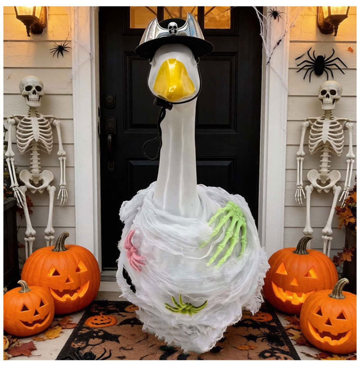 Halloween Garden Porch Decor, Porch Goose Outfits Halloween, 23 Inch Porch Goose Outfits, Witch Dress and Hat Set, Fits 23X11X26 Inch Standing Plush Goose for Front Porch Lawn