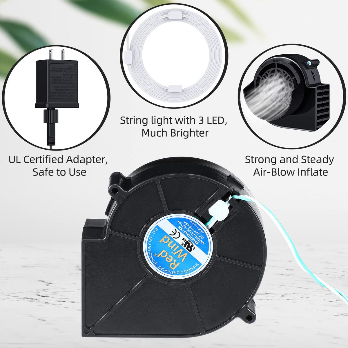 Air Blower for Inflatables, Air Fan Blower Replacement Motor for Garden Yard Inflatable Decor, 1.0A Fan Blower for Halloween Christmas Airblown Inflatables, 12V/ 1.0A Adapter