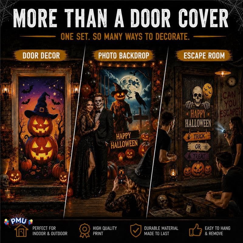 PMU Halloween Bathroom Door Cover, Halloween Decor, Door Decor