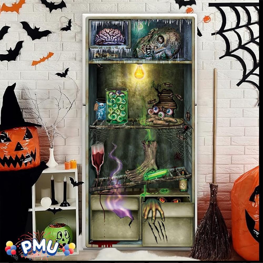 PMU Halloween Bathroom Door Cover, Halloween Decor, Door Decor
