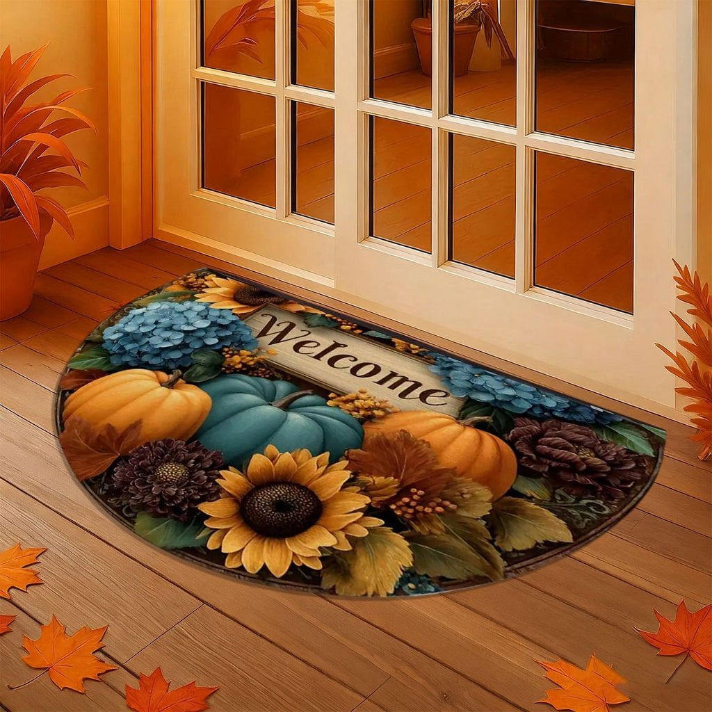 JoyMoreHome Fall Welcome Doormat, Fall Leaves Front Door Mat, Indoor Outdoor Entrance Floor Mats, Non-Slip Washable Thanksgiving Halloween Home Decor Mat